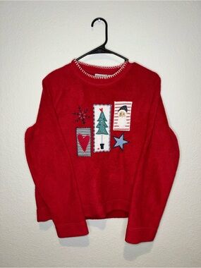 White Stag Red Holiday Christmas Winter Patch Crewneck Sweater. sz: small.